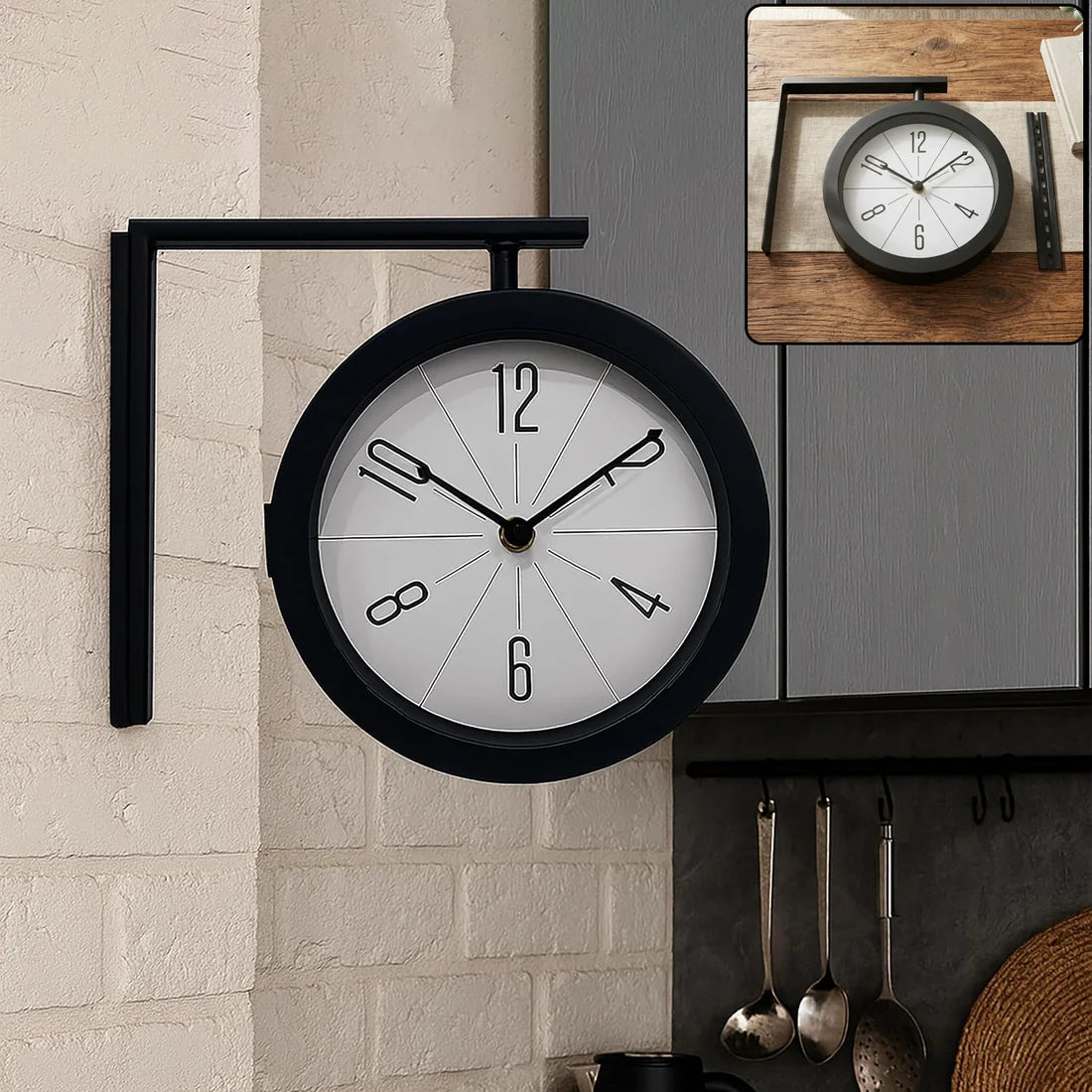 Double-Sided Vintage Station Wall Clock