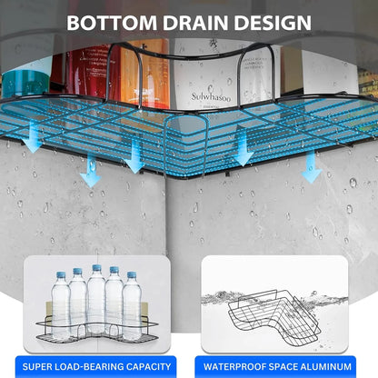 2-Piece No-Drill Bathroom Corner Shelf – Rustproof Shower Organizer