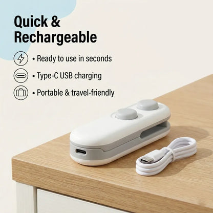 2-in-1 Mini Bag Sealer & Cutter – USB Type-C Rechargeable