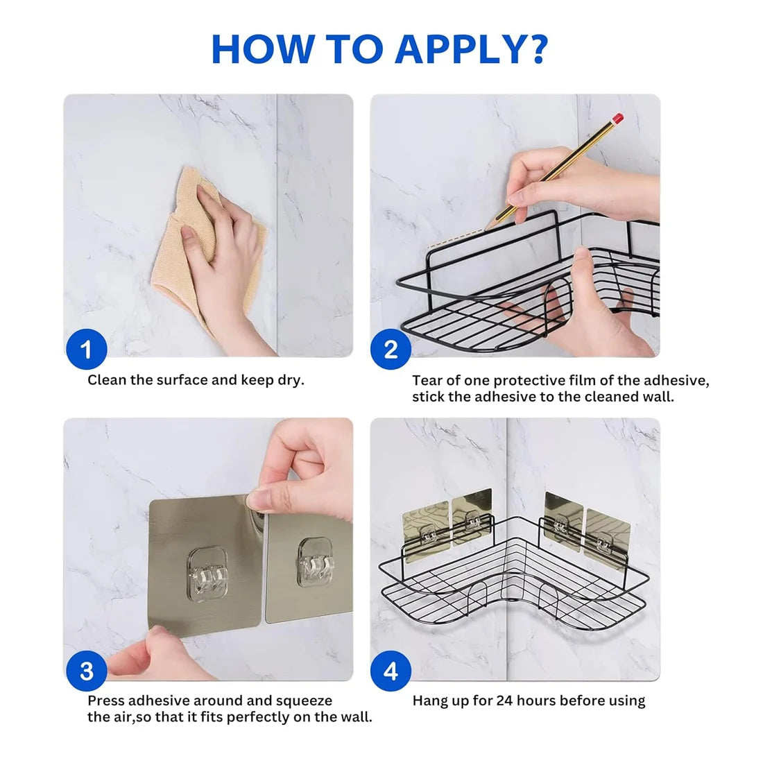 2-Piece No-Drill Bathroom Corner Shelf – Rustproof Shower Organizer