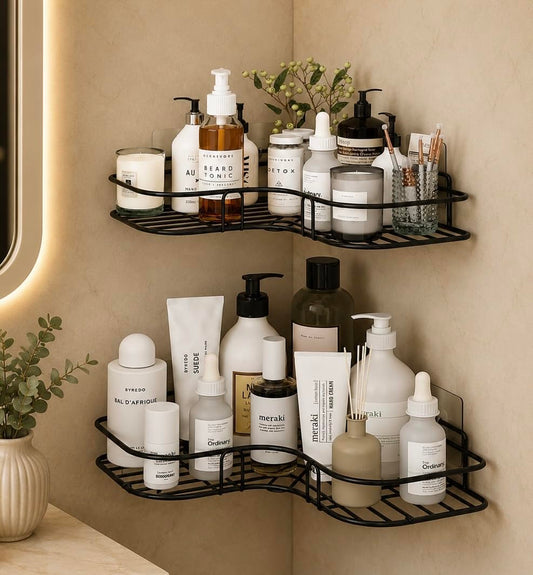 2-Piece No-Drill Bathroom Corner Shelf – Rustproof Shower Organizer