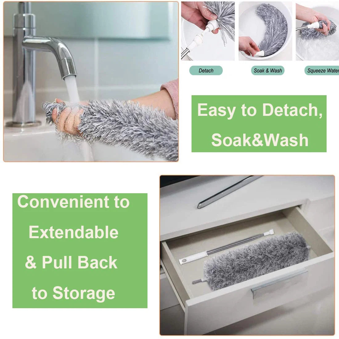 360° Extendable Microfiber Duster – High Reach Cleaning Tool