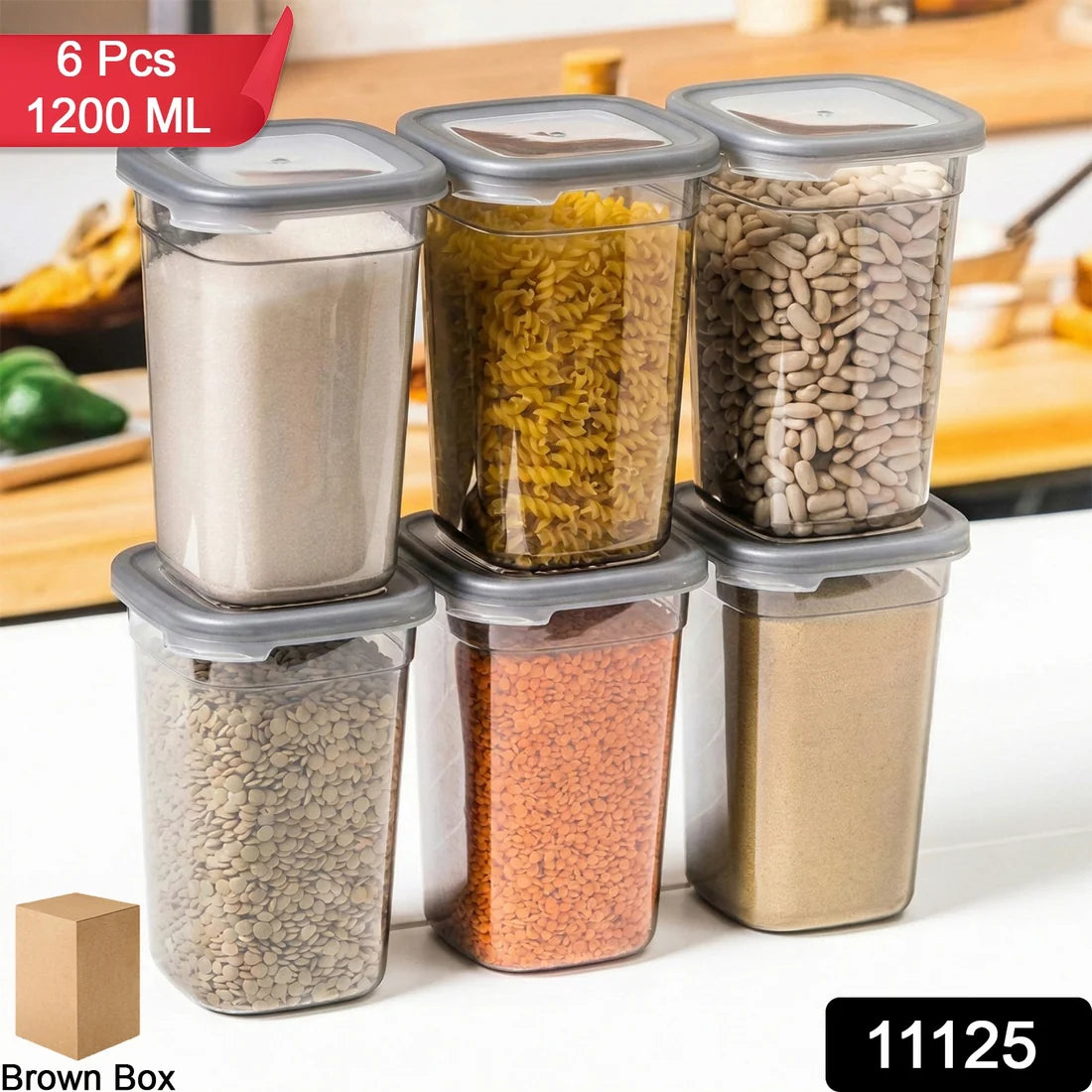 Airtight Kitchen Storage Containers – 6 Pc Set, 1200 ML Each