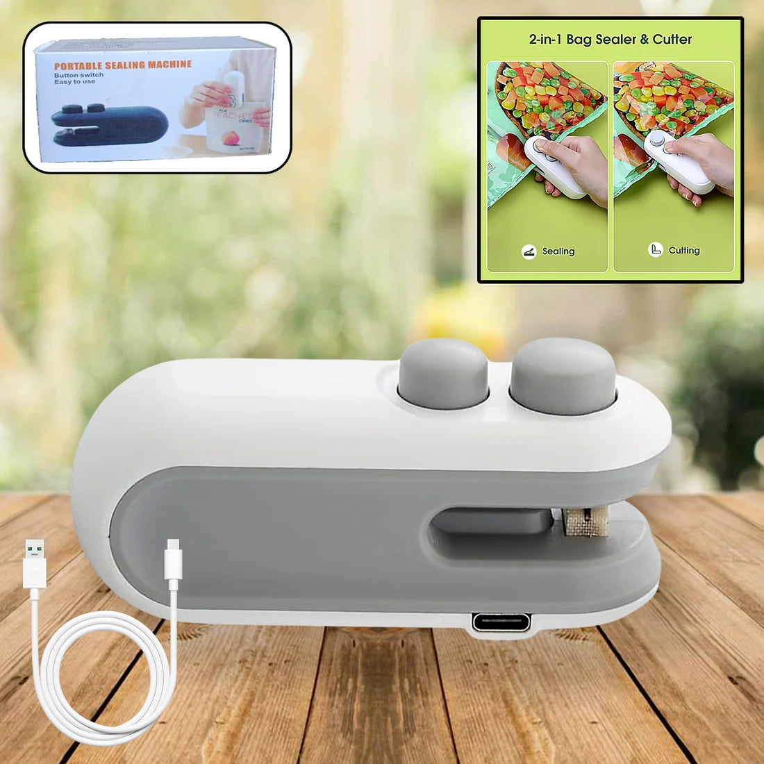 2-in-1 Mini Bag Sealer & Cutter – USB Type-C Rechargeable