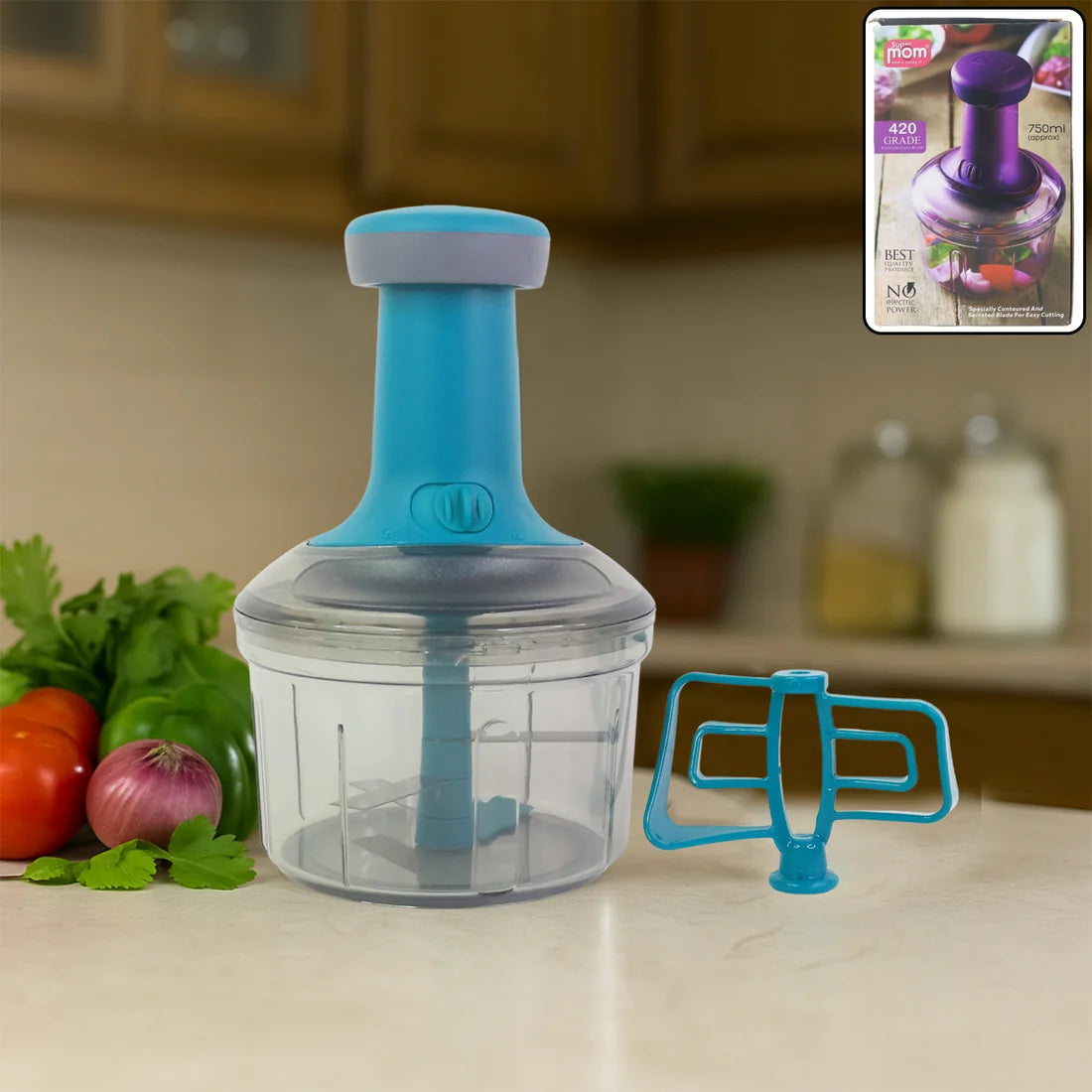 Multifunctional Stainless Steel Blade Vegetable Chopper with Push Button